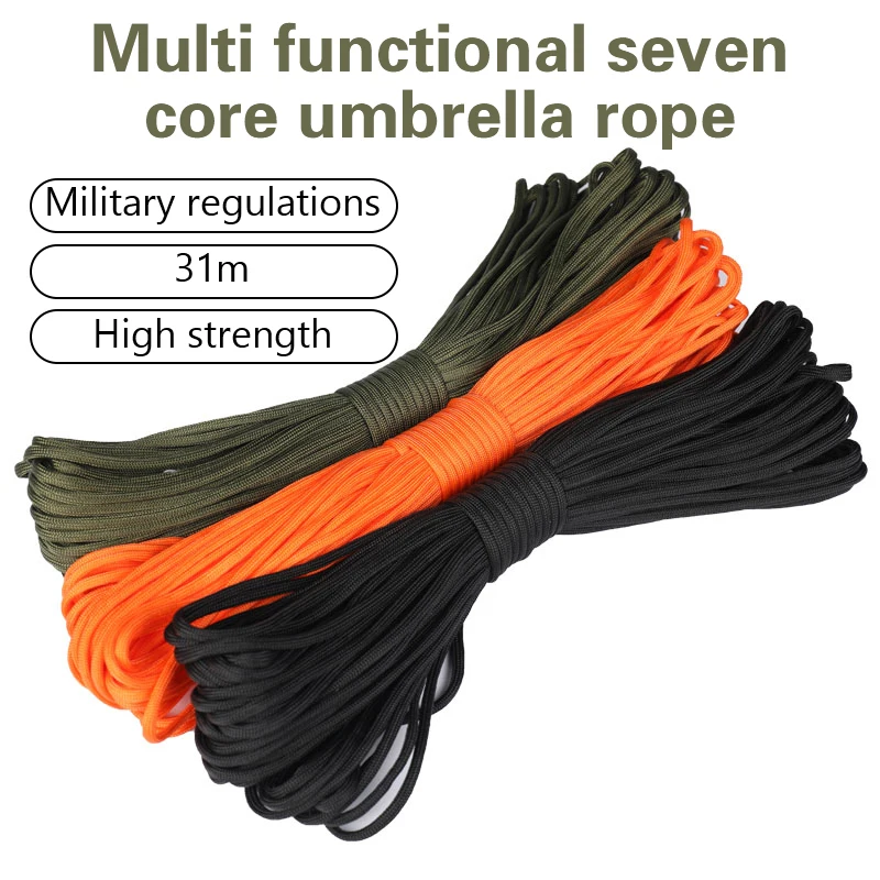 Outdoor Seven Core Umbrella Rope Mountaineering Survival Rope Handwoven Bracelet 4Mm Thread Multi Color Optional 31 Meter Bundle