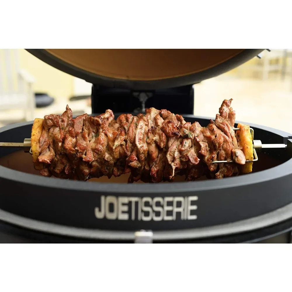 JoeTisserie Rotisserie Accessory Attachment for 24-inch Big Joe Grills with Stainless Steel Spit Rods up to 50 lbs of Food