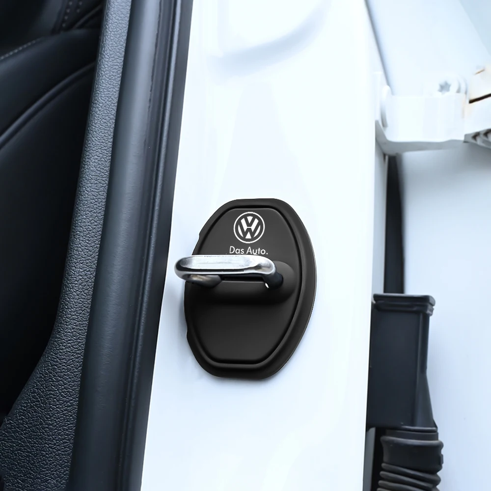 2/4Pcs Silicone Car Door Lock Buckle Protection Cover For Volkswagen VW Golf 4 5 MK7 Beetle Touran Tiguan Bora  Auto Accessories