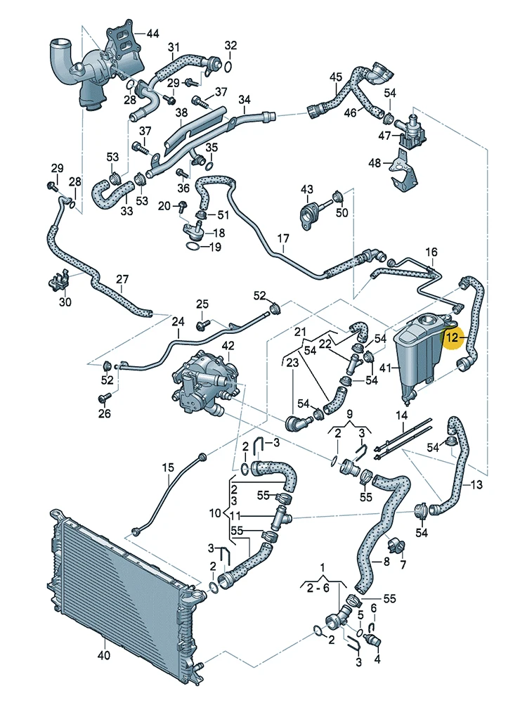 BOICY Engine Reservoir Lower Coolant Hose Pipe for Audi 1.8 2.0 A4/S4 Avant/quattro A5/S5 Cabriolet 8K0121036E 8K0 121 036E