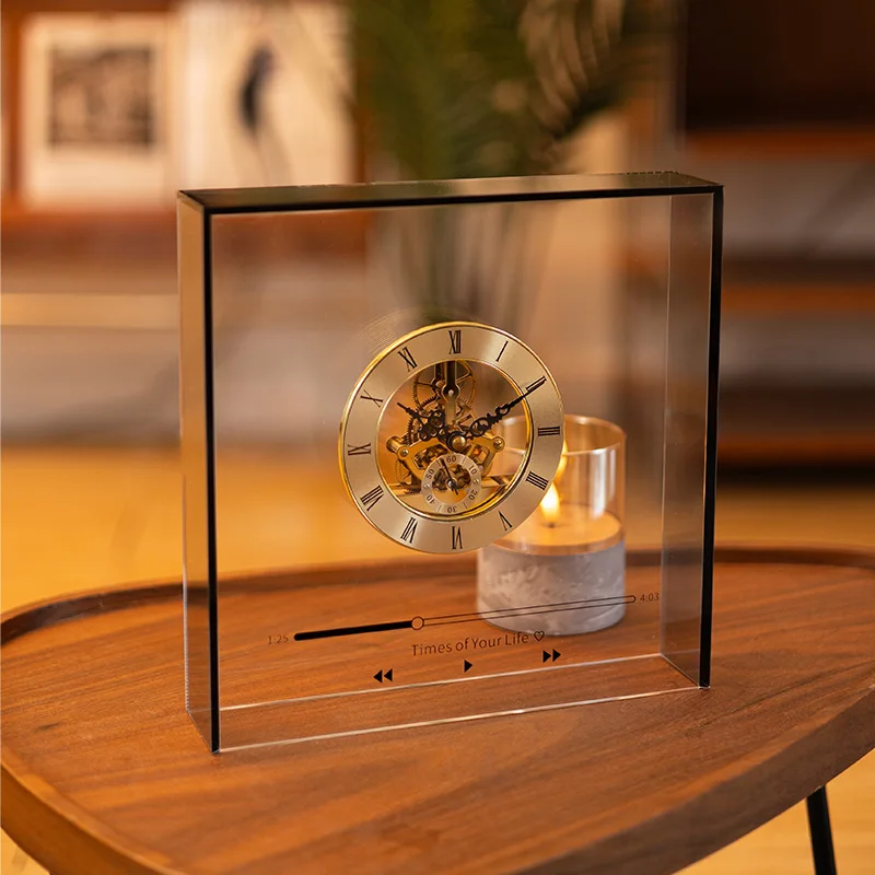 Floating Perspective Semi Mechanical Desk Clock Namtso Modern Minimalist Style Acrylic Decor Clock