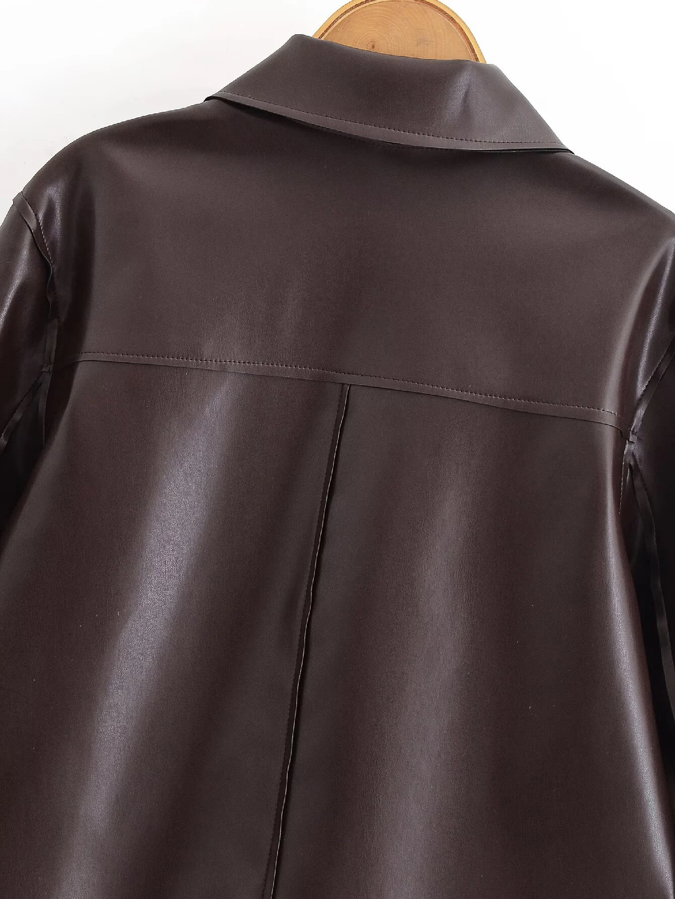 ZERAINS 2025 otoño nuevo producto ropa de mujer de gama alta cuello Retro suelta imitación cuero Chaqueta corta abrigo chaqueta de cuero
