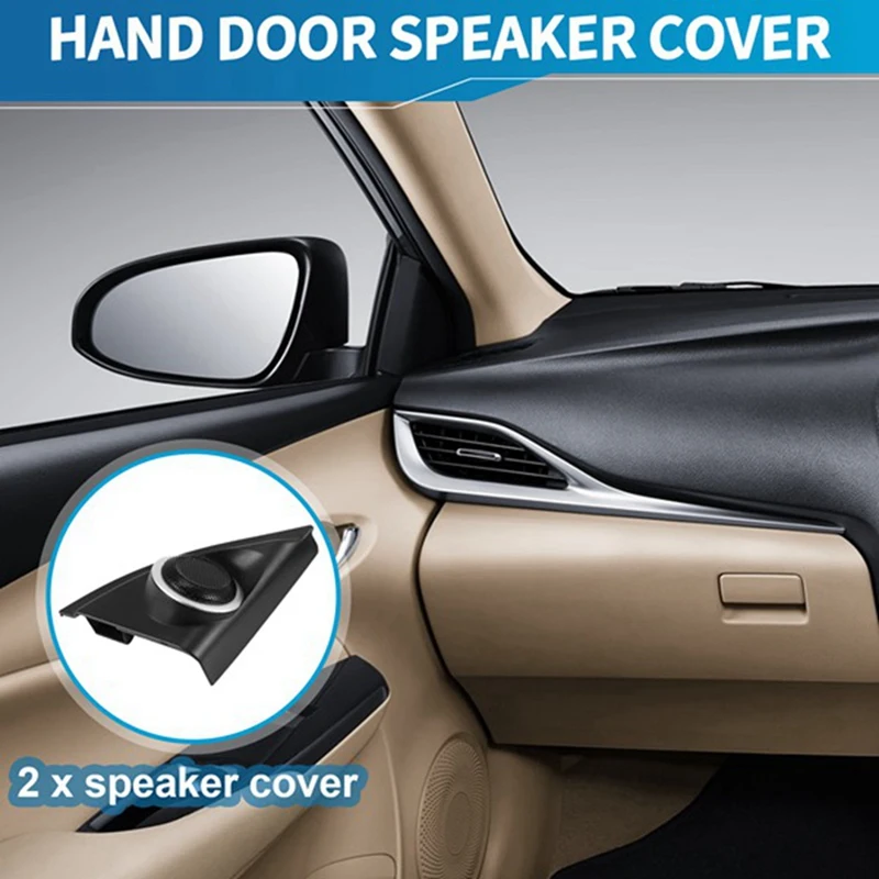 Car Door Panel Audio Horn Cover Tweeter Triple-Cornered Speaker Loudspeaker Cover Trim For Toyota Vios Yaris 2013-2019