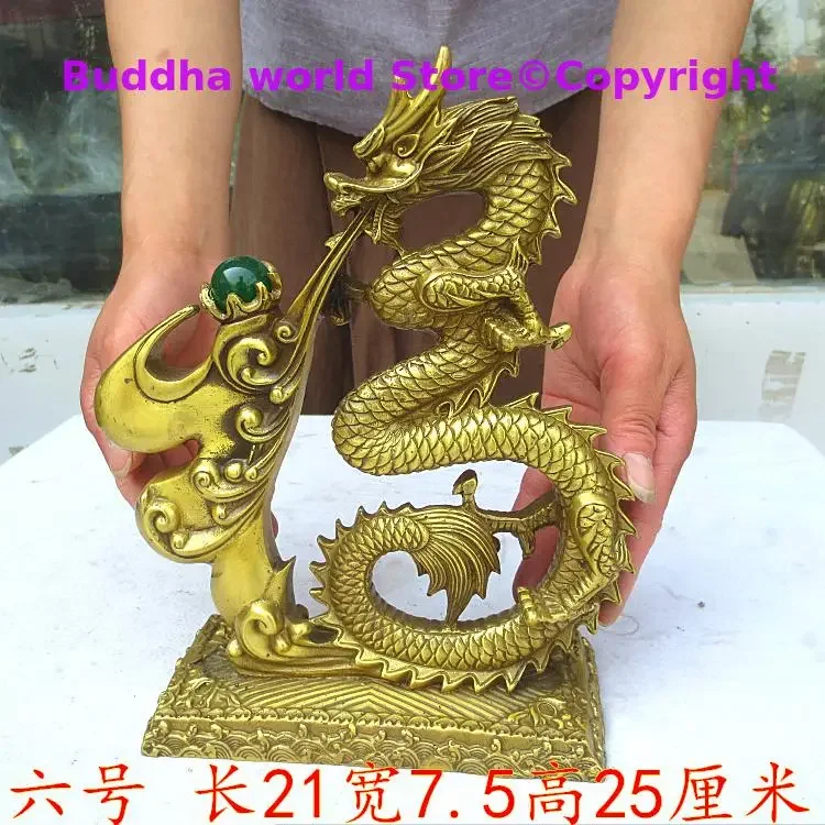 المنزل جلب الثروة المال حسن الحظ التنين الملكي البرونزية عيد الميلاد فنغ شوي تمثال شركة متجر المنزل التميمة تعويذة