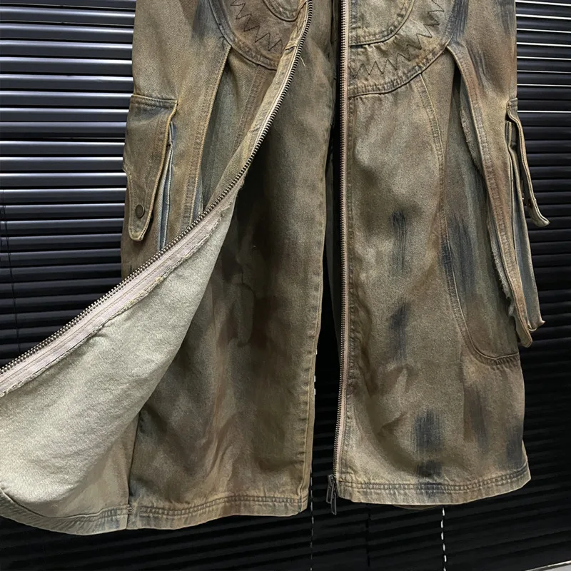 ANJY Autunno Nuove Donne Alla Moda Jeans Due Modi di Indossare Culottes Gonna di Jeans Distressed Cerniera Design Punk Streetwear Pantaloni A9601