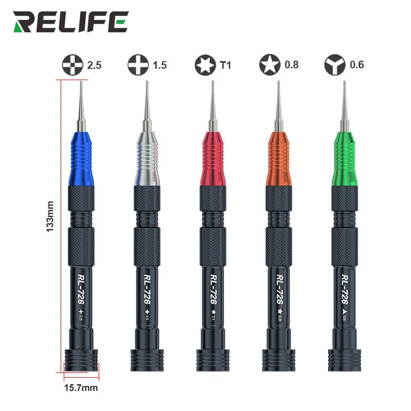 RELIFE RL-726A RL-726 3D Precision Screwdriver Set Anti-slip S2 Steel Screwdriver Bit For Phone Tablet Computer Repair Tools ﻿