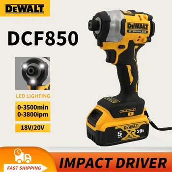 DEWALT 브러시리스 모터 무선 충전식 스크루 드라이버, 전기 임팩트 드릴, 높은 토크 도구, DCF850, 20V, 205NM