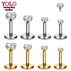 G23 Titanium ASTMF136 2/4PC Piercing Labret Lip Internal thread Nasal Stud earrings For Women Body Jewelry