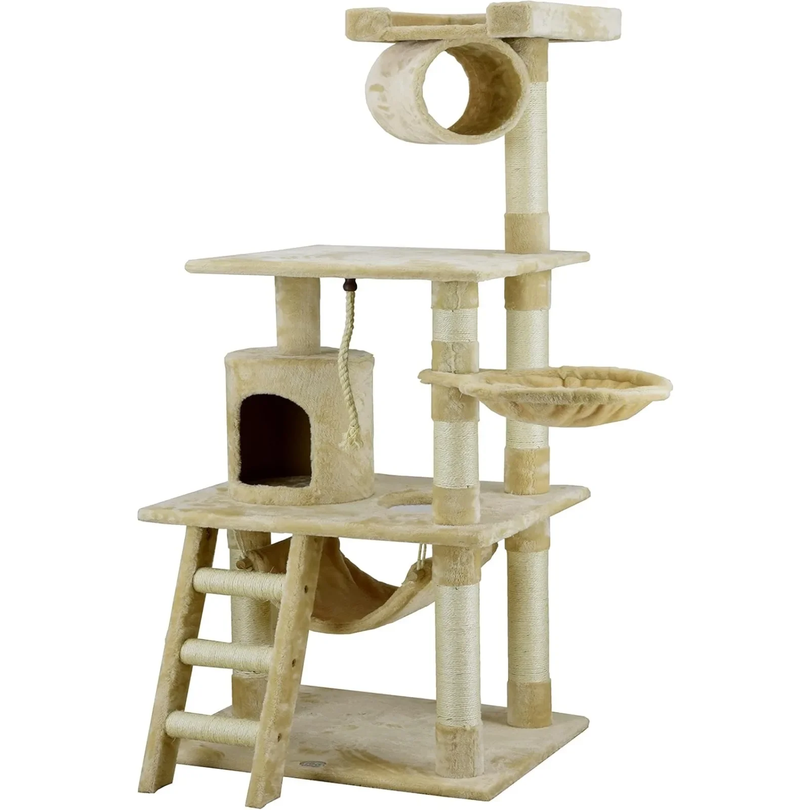 

US 62" Classic Cat Tree Kitty Tower Kitten Condo Scratcher for Indoor Cats with Sisal Posts, Condo, Ladder, Soft