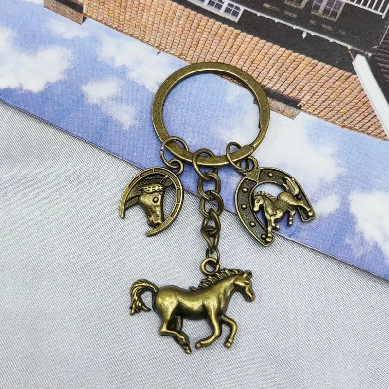 Western cowboy style horse keychain men and women denim gift