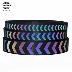 Wholesale Rainbow Reflective Webbing with Black Tape Magic Gradient Garment Accessories  For Pet Collar Or Keychains