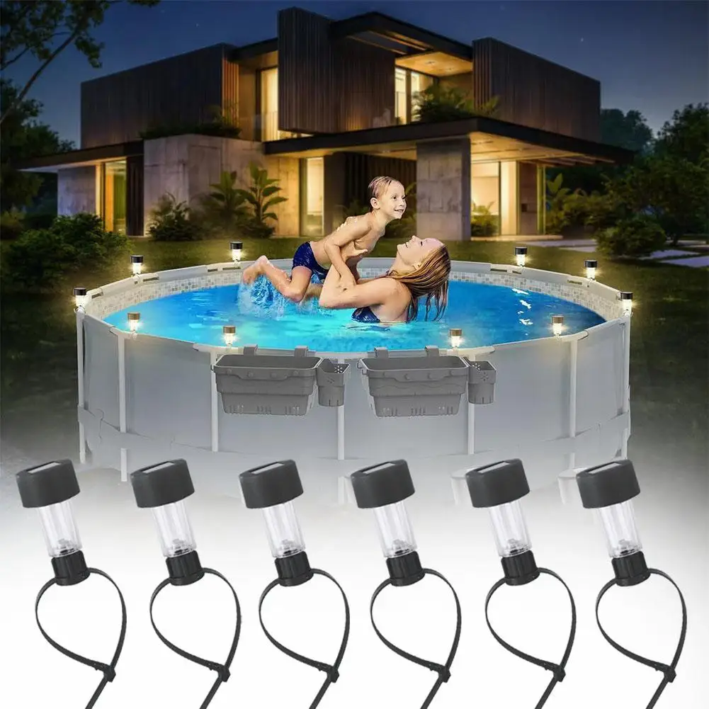 1/6 Pack Waterproof LED Solar Pool Light Stand Outdoor Pool Fence Decoration Accessories Ground