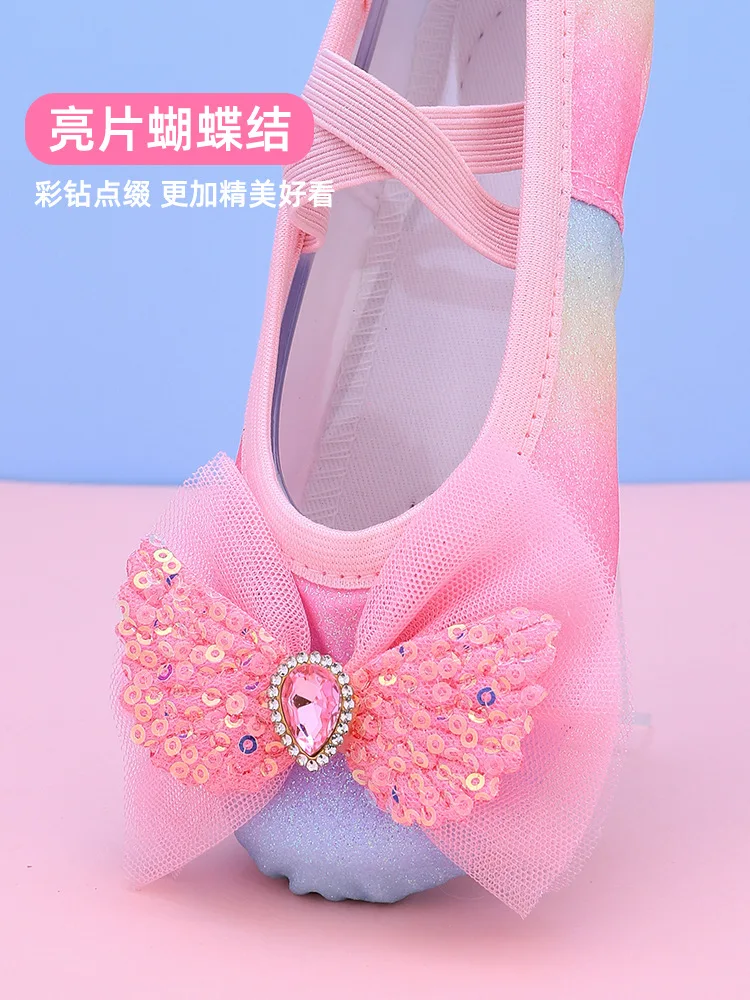 wing ballerina woman shoes girls Adult ballet things ballet core children\'s ballet sneaker pink Rainbow Gradient flat shoes