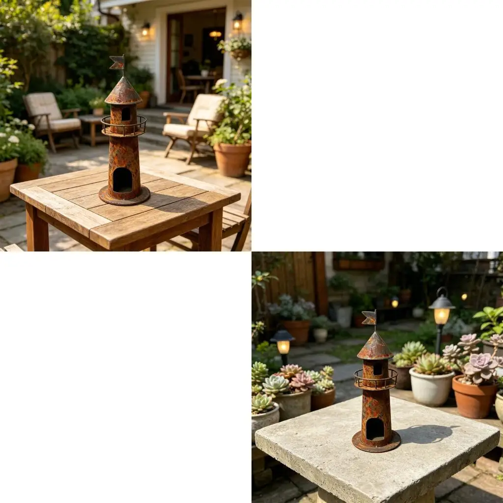 Weathered Iron Lighthouse Holder Great For Wedding Patios Porch Display
