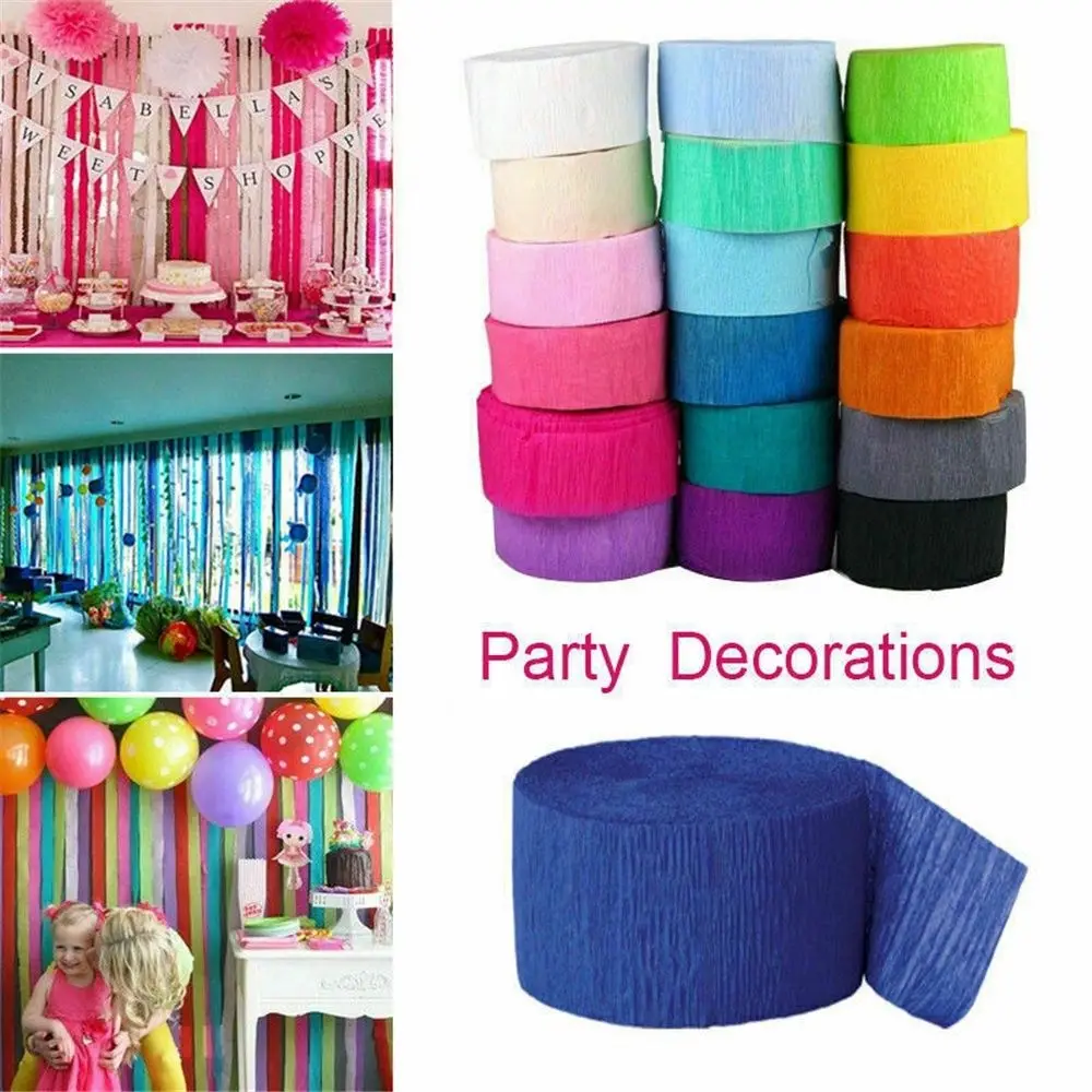 Scrapbooking DIY Birthday Party Children Decoration Handmade Crepe Paper Streamer Roll Craft Crinkled Papers