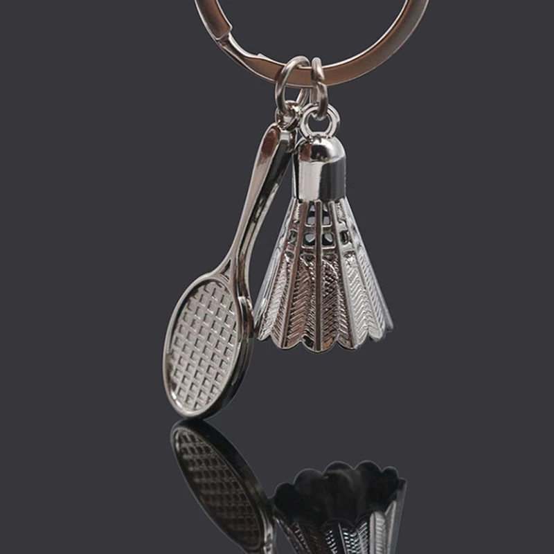 ST New Mode Style Creative gifts accessories Badminton and racket key chain shuttlecock keychain key ring For Birthday Gifts