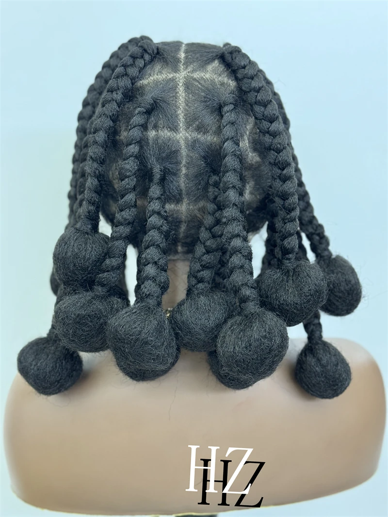 1B الاصطناعية شعر مستعار مضفر HD كامل الدانتيل الباروكة Knotless صندوق الضفائر الباروكات للنساء السود اليدوية الأفريان تجديل خصلات الشعر المستعار #4