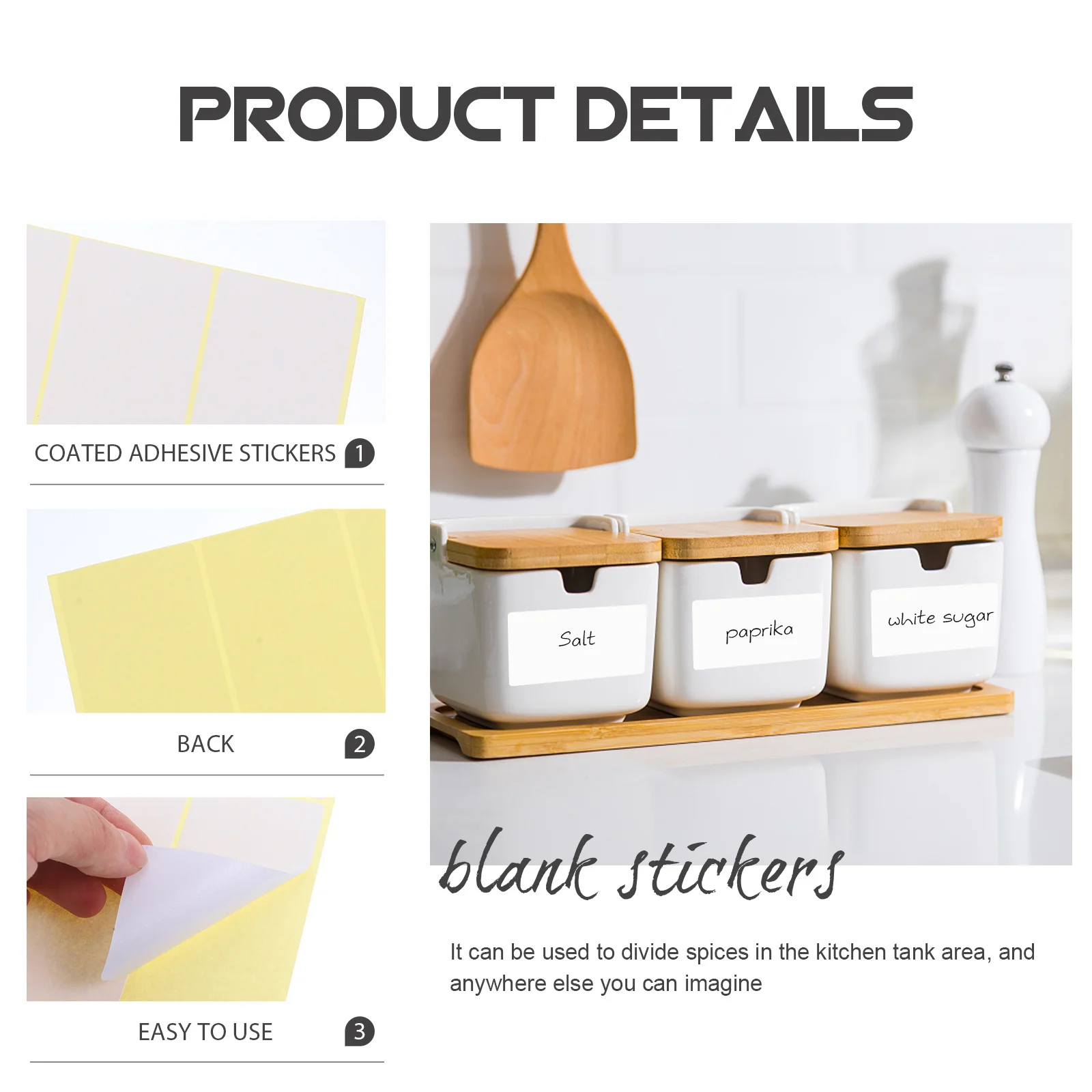 180pcs Blank Handwritten Labels Coated Paper Adhesive Stickers For Storage Bins Kitchen Filing Organizer Labeling