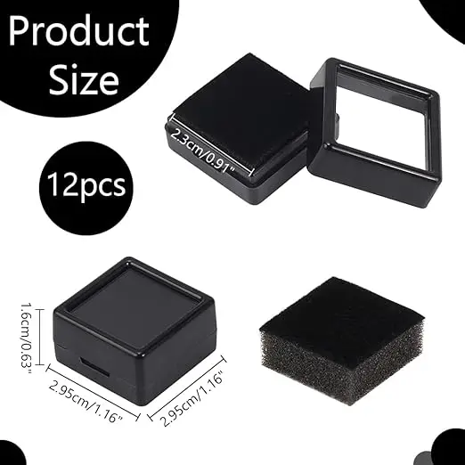 Black Plastic Brooch Storage Boxes with Protective Foam