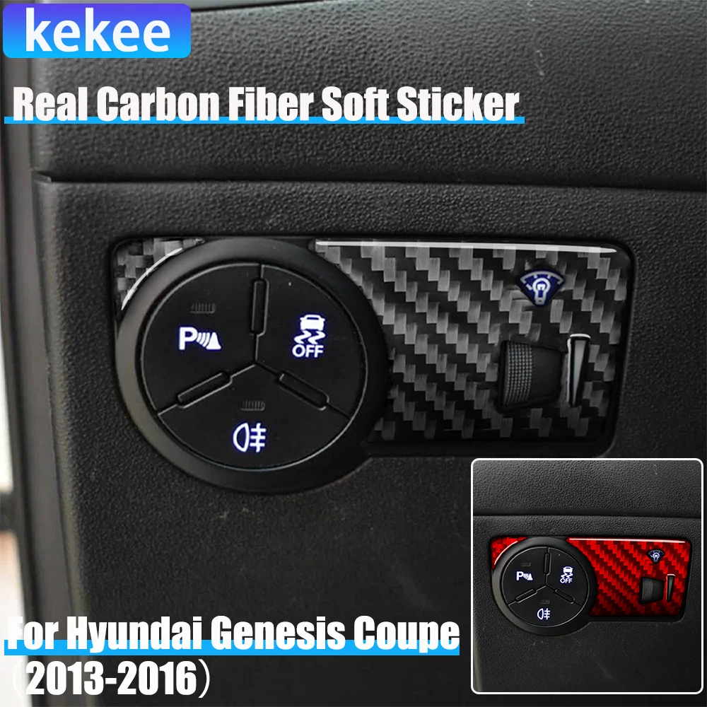 

Настоящее углеродное волокно, автомобильные аксессуары, накладка на переключатель фар, мягкая наклейка для Hyundai Genesis Coupe 2013 2014 2015 2016