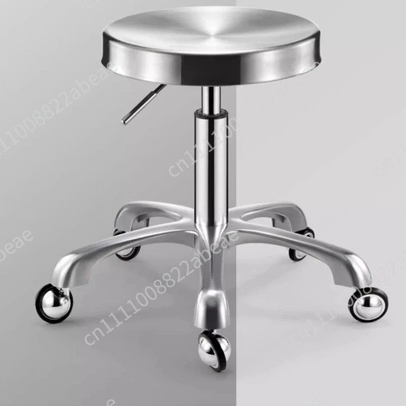 ‌Barber Shop Saddle Stool, Stainless Steel Swivel Seat, Height Adjustable Nail Salon Stool, Ergonomic Office Chair‌