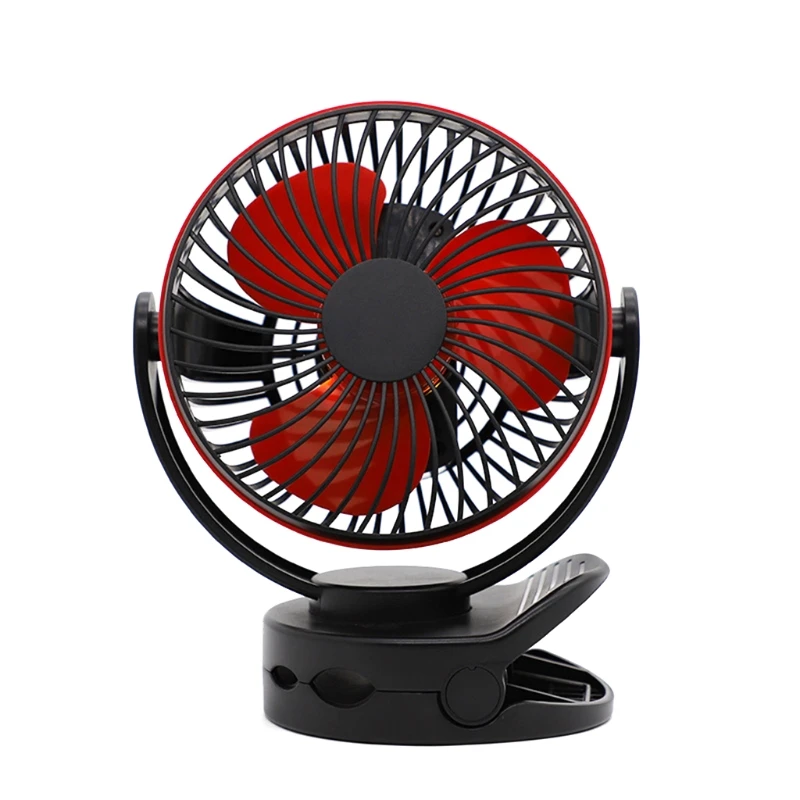 Mini Clip-on Type Rechargeable Cooling Desk Fan 360 Degree Rotation 4 Speeds Adjustable Home OfficeTable Desk Fans 918D