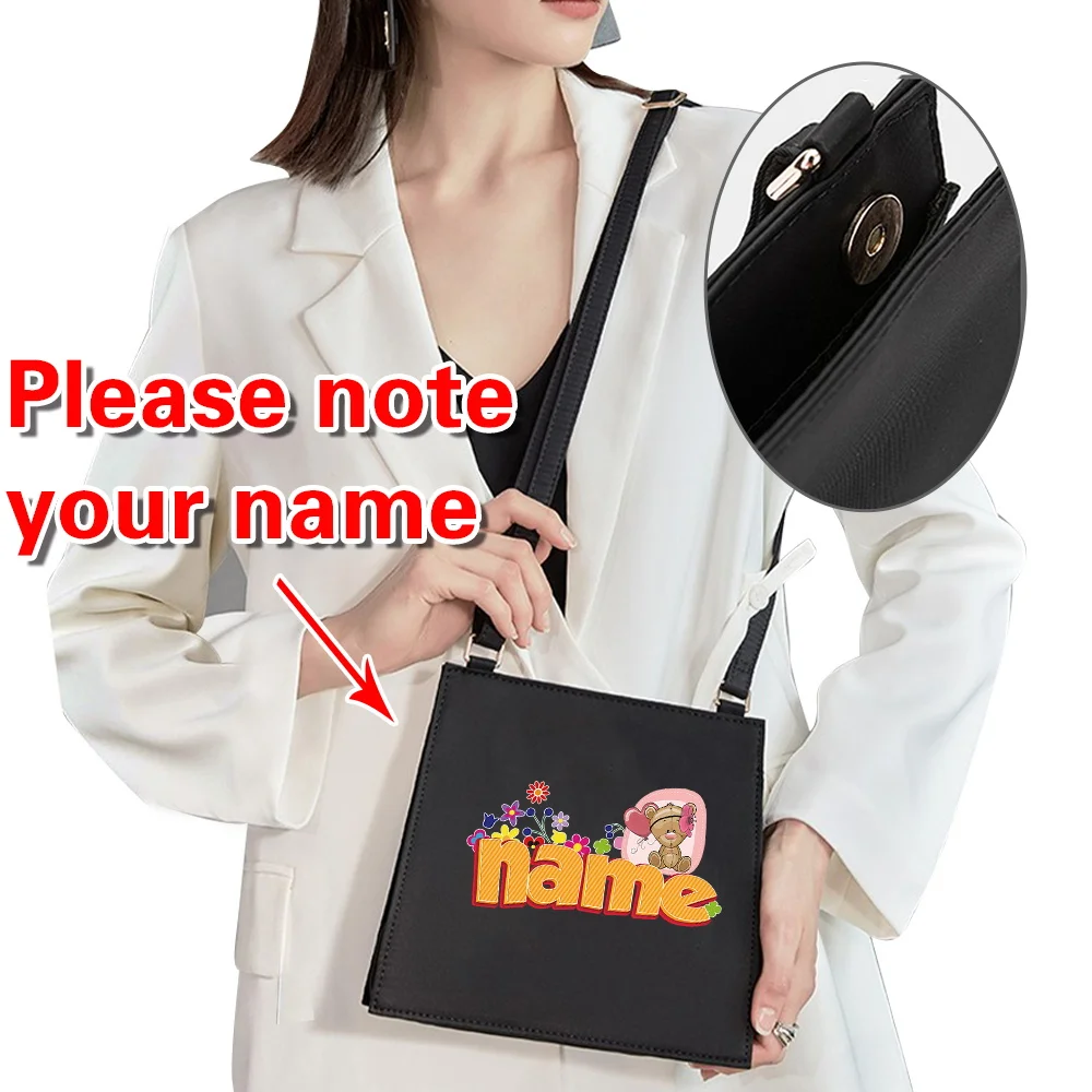 

Персонализированные квадратные сумки с именем по индивидуальному заказу, сумки для покупок с регулируемым ремешком, многофункциональная женская квадратная сумка для хранения на каждый день