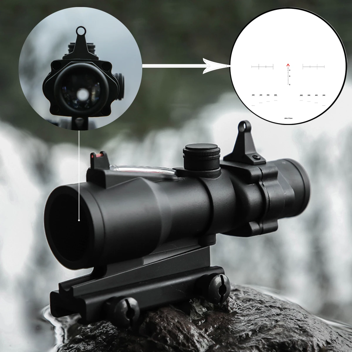 Tactical Red Dot Scope 4*32 Mechanical Sighting With Rangefinder 20mm Base Hunting Optical Accessories Airgun Rifle Telescope