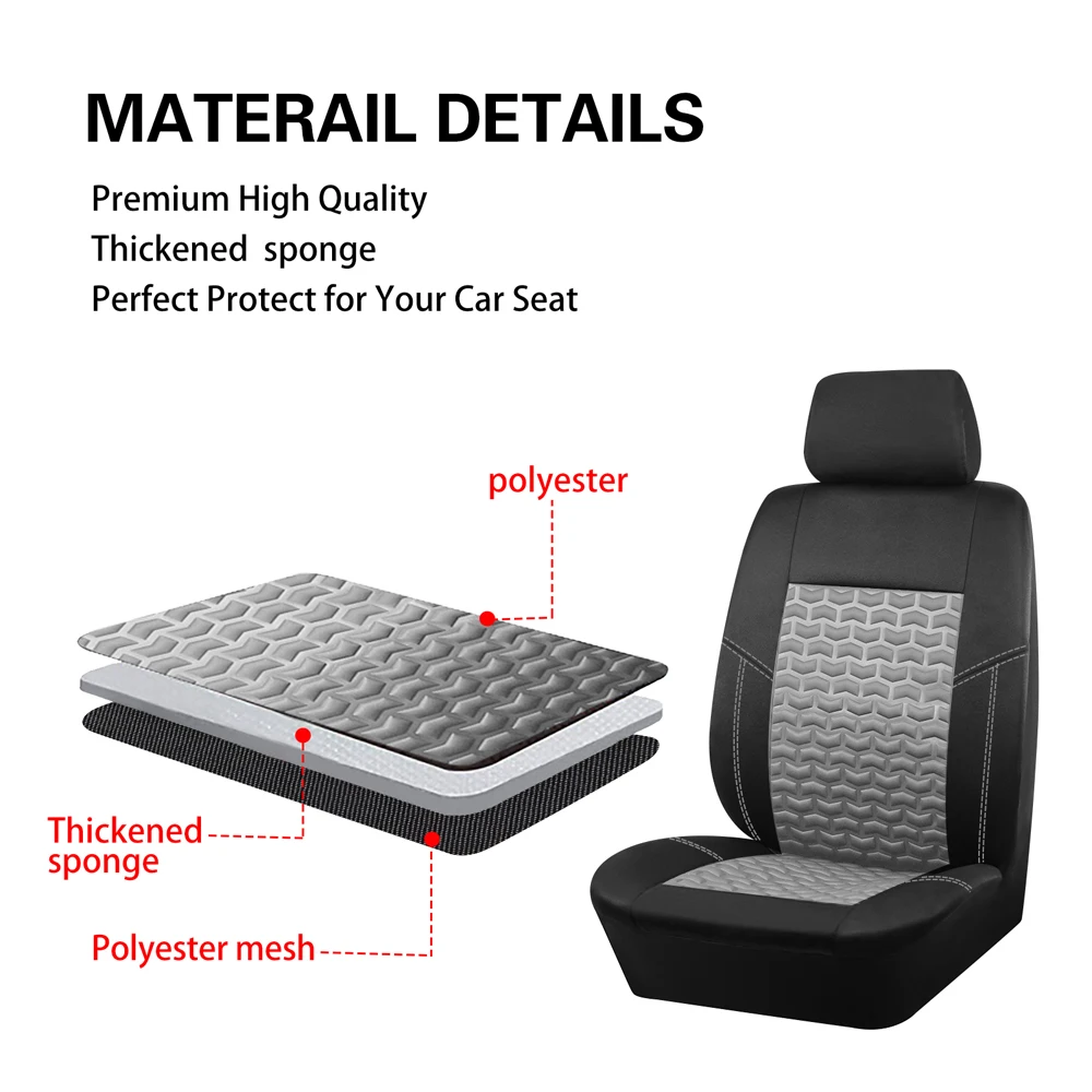 Tire Texture Press Seat Covers For Car Universal Car Seat Covers Full Set Fit For Most Car SUV 3 Zipper For Rear Seat Backrest — zdjęcie 5