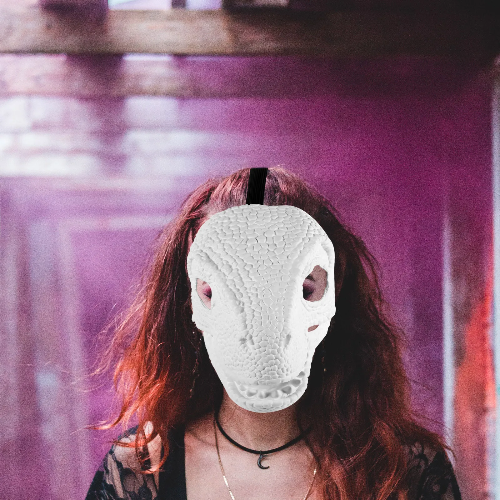 Maschera a mascella mobile di dinosauro Copricapo realistico per animali a pieno facciale per costume in maschera di oggetti di scena cosplay per feste di Halloween
