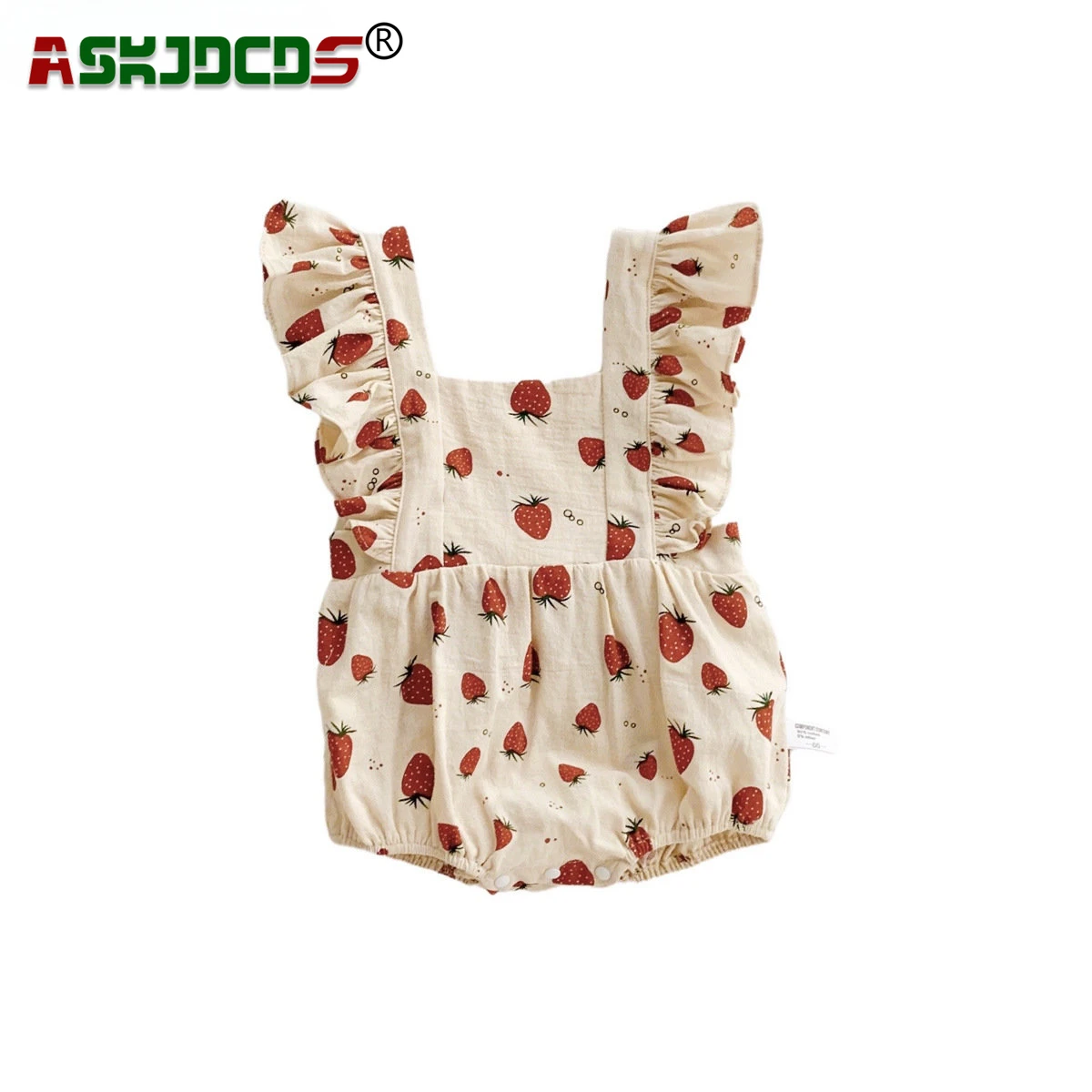 

2024 NEW IN Summer Girls Jumpsuits Outwear Bodysuits Infant Newborn Princess Fly Sleeve Strawberry Print Outfits Kids Baby