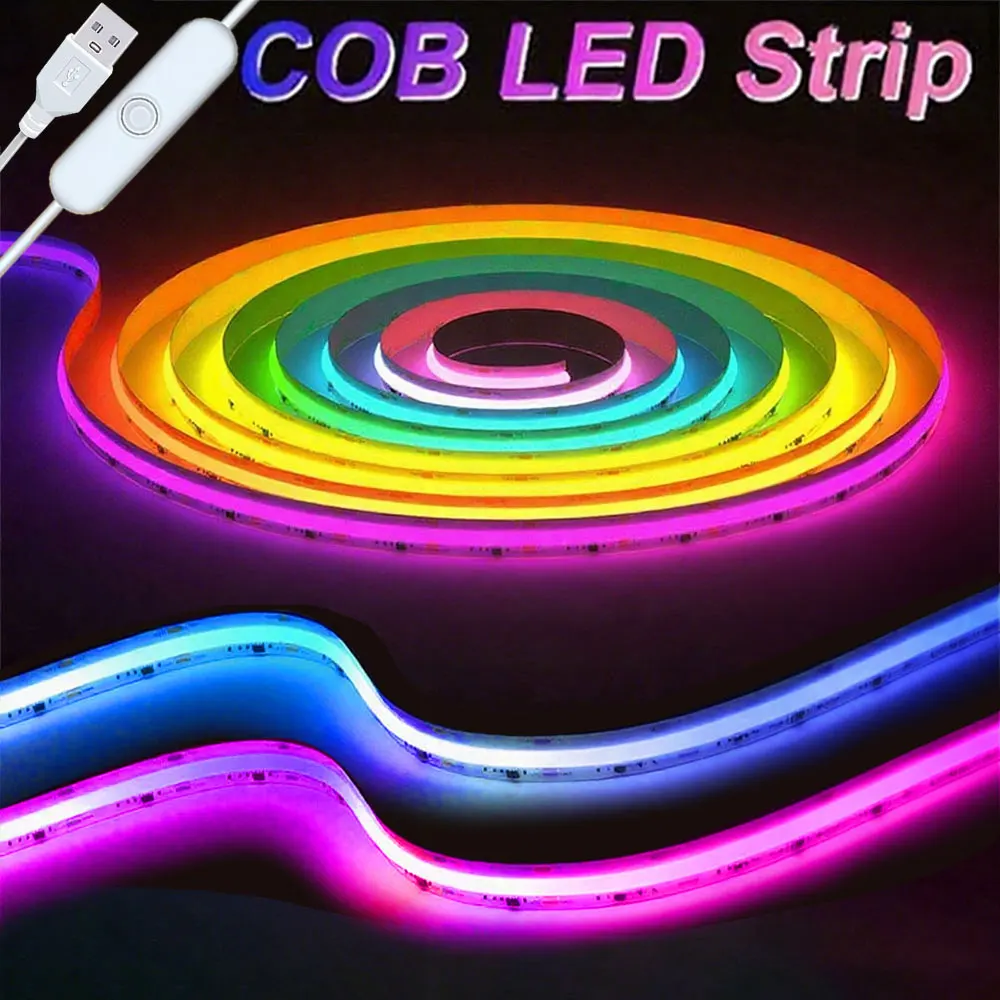 COB LED Strip Lights 400LEDs/M High Density Flexible LED Tape White Warm White FCOB LED Strip Kitchen Room Decor 8mm