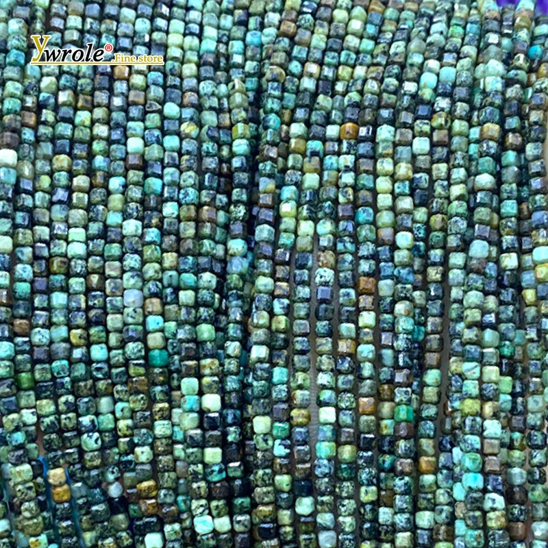 2x2mm Faceted Cube African Turquoise Natural Stone Loose Spacer Beads for Jewelry Making Diy Bracelets Charms Accessories 15''