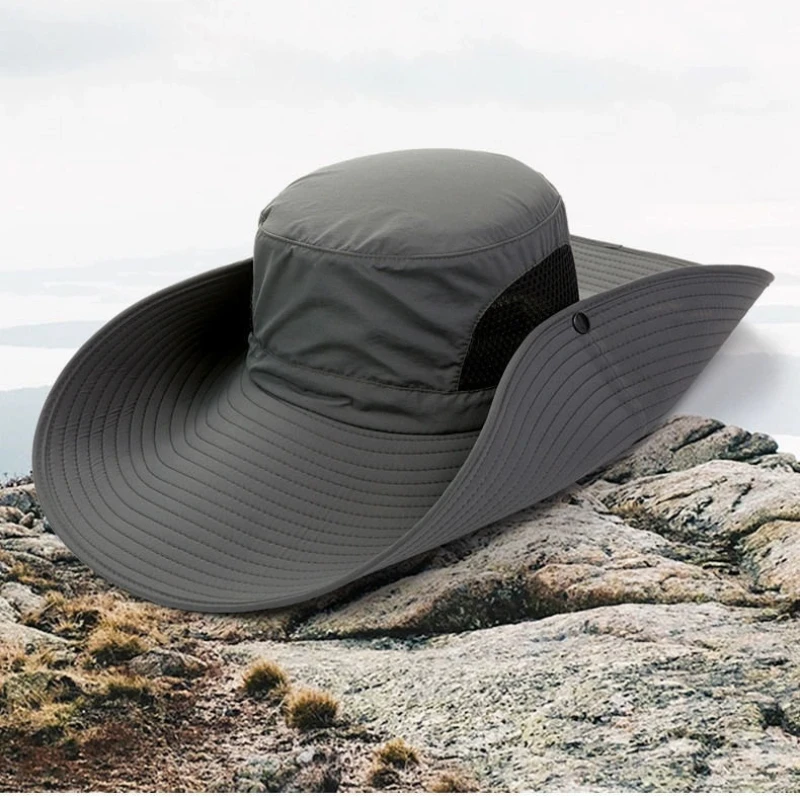 15cm Large Cap Polyester Sun Hat UV Protection Breathable Mesh Cap Foldable Fisher Hat Outdoor Fishing Hiking Beach Caps