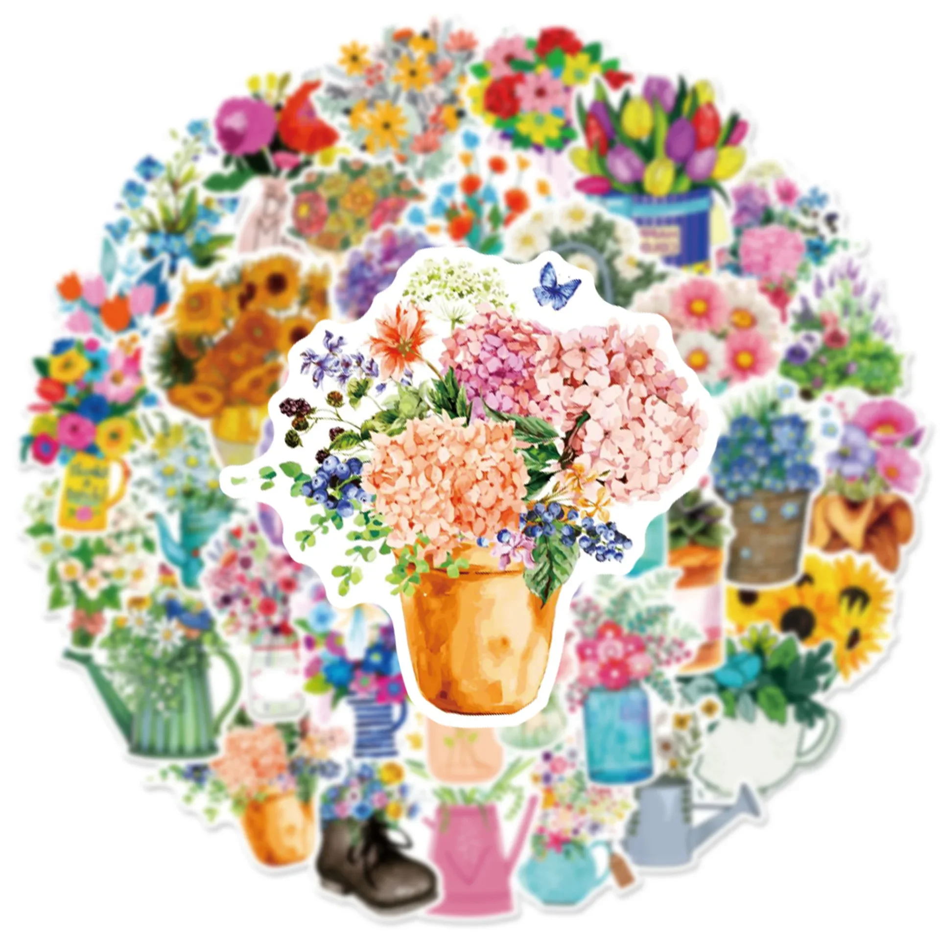 10/30/50 Uds. De pegatinas de grafiti impermeables DIY de flores frescas, equipaje decorativo estético, taza para portátil, álbum de recortes para teléfono, pegatinas para niños