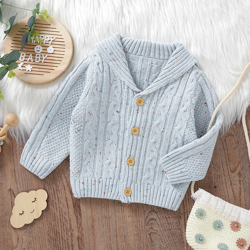 Baby Sweaters Knitted Newborn Girls Boys Cardigan Long Sleeve Autumn Infant Children Clothing Fashion V-neck Turn-down Tops Warm