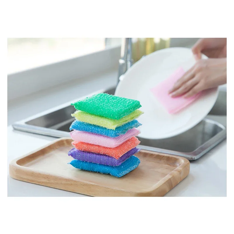 4 Colors Sponge Repeatable Kitchen Dishwashing Nonstick Oil Bubble Washing Sponge Brush Removing Kit Cleaning Brush Pot Sponges