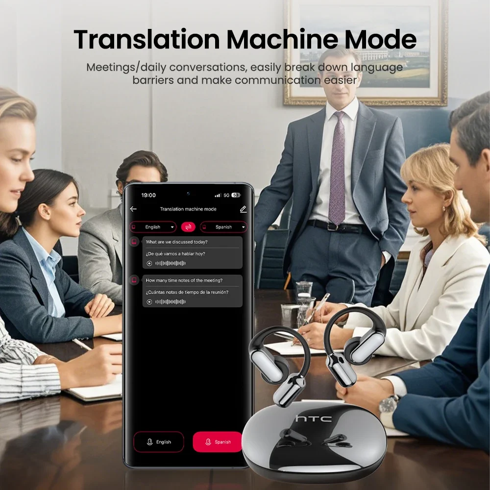 【بطارية قابلة للاستبدال】HTC NE50 سماعة بلوتوث AI ترجمة سماعات أذن مريحة بخطاف الأذن HD Bass سماعات رأس لاسلكية مع ميكروفون #4