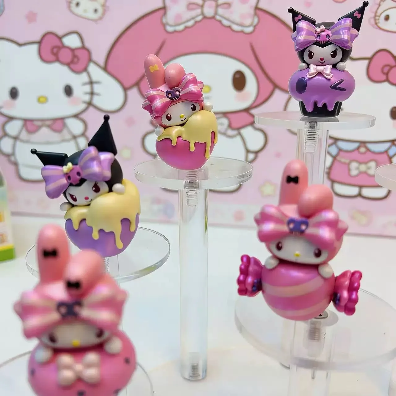 

Sanrio My Melody Kuromi Sugar Heart Honey Series Mini Action Figure Candy Cake Kuromi Model Toys Ornament Children's Gifts