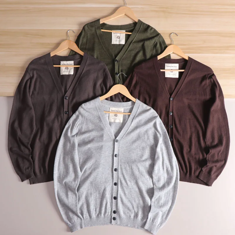 

Nordic High-End Woolen Knitted 4-Needle Men's Casual Elastic Autumn Winter Open Cardigan Jaet with Barley Pattern