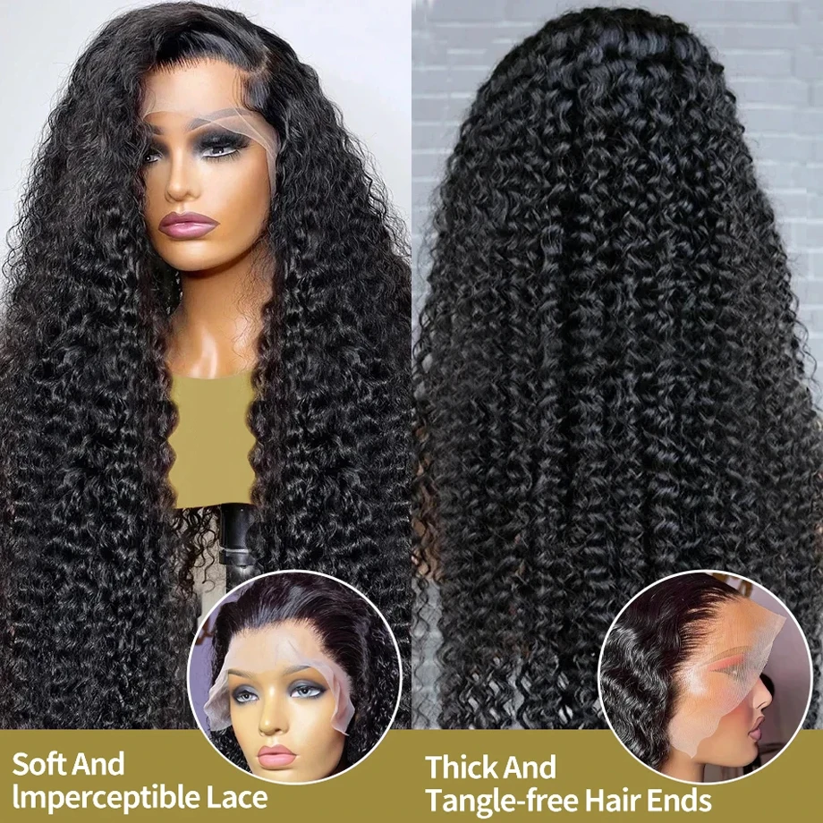 Kinky Curly Lace Front Human Hair Wig 13x4 Hd Transparent Lace Frontal Wigs 200% High Density 4x4 Lace Closure Wig PrePlucked