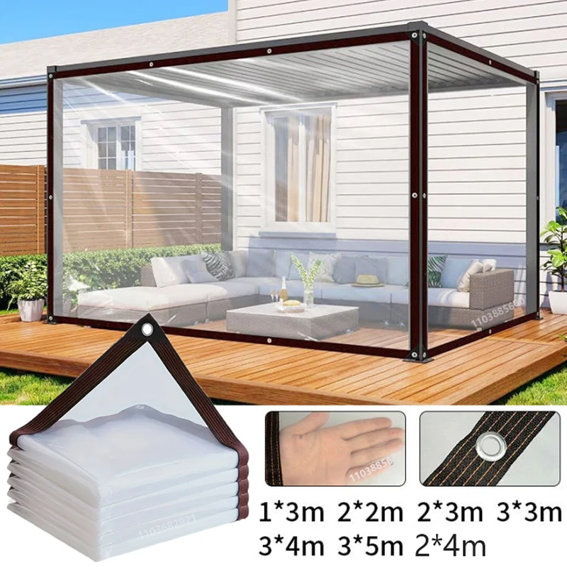 قماش تظليل شفاف مقاوم للمطر، قماش مشمع خفيف الوزن مقاوم للماء، غطاء من القماش المشمع الشفاف المقاوم للمطر