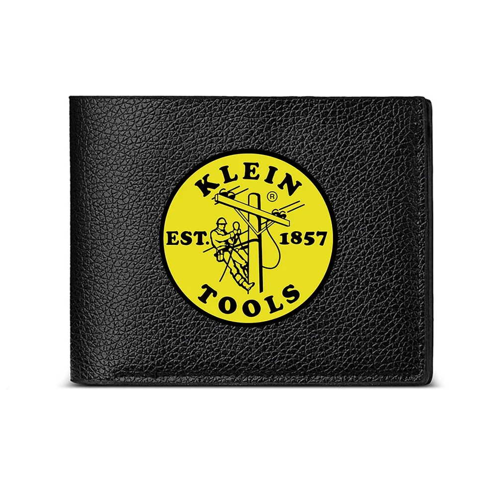 Klein Tools Established 1857 Electrician Worker On Pole Logo Men's Wallet Card Holder Casual Business Fashion Print Design