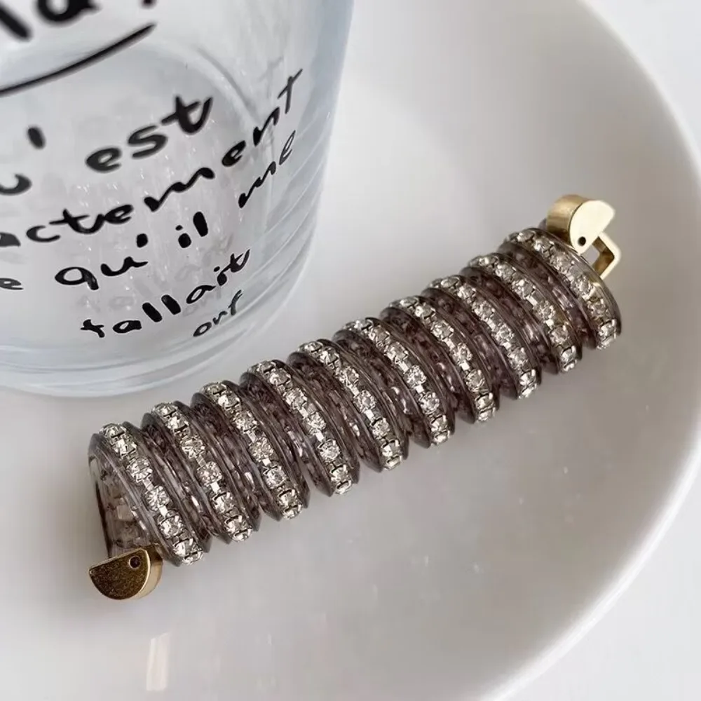 Strass linha de telefone laço de cabelo alta elástica espiral bobina bolha trança bandana elástica cabeça de borracha corda rabo de cavalo mulher