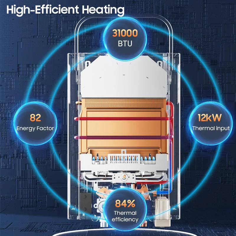 야외용 무탱크 6L RV 온디맨드 천연가스 PLG 휴대용 프로판 온수기 (가정용, 캠핑, 보트, 캐빈용)