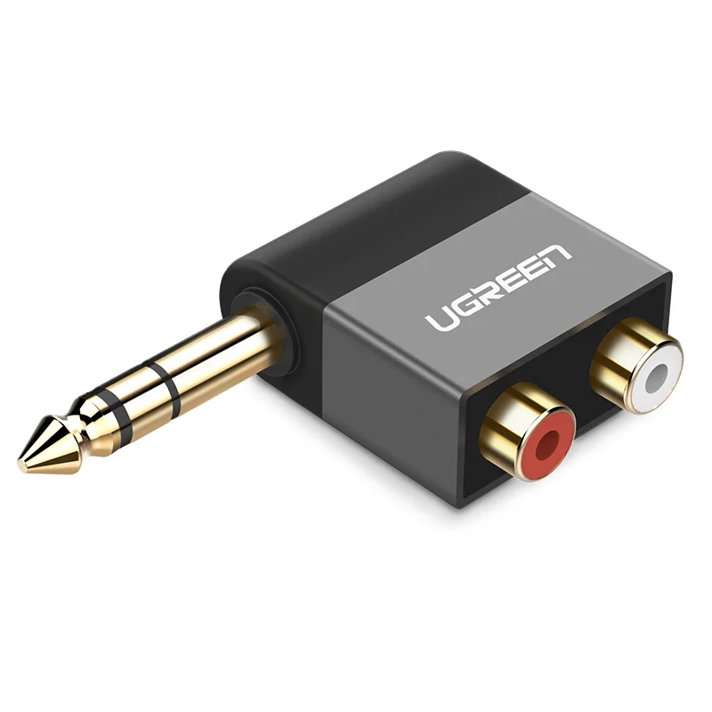 

UGREEN Audio Adapter 6.35mm Stereo Male to 2RCA Female Audio Converter 6.35mm to AV Converter
