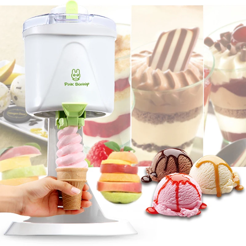 1L Desktop Ice Cream hine Automatic Hard Cone Ice Cream Maker Large Capacity DIY Fruit