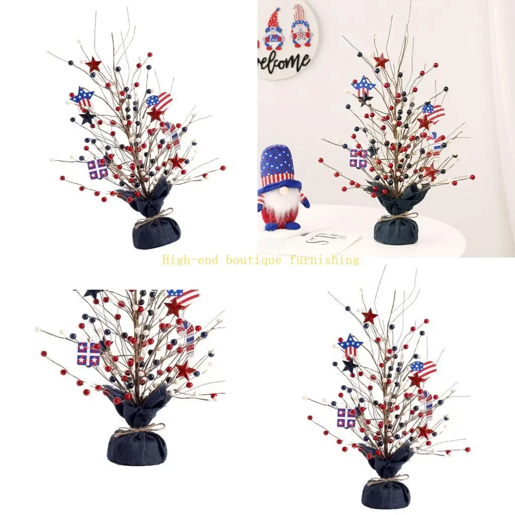 

L9NB Independence Day Decoration Polyester Plastic Tree Ornament For Tabletop