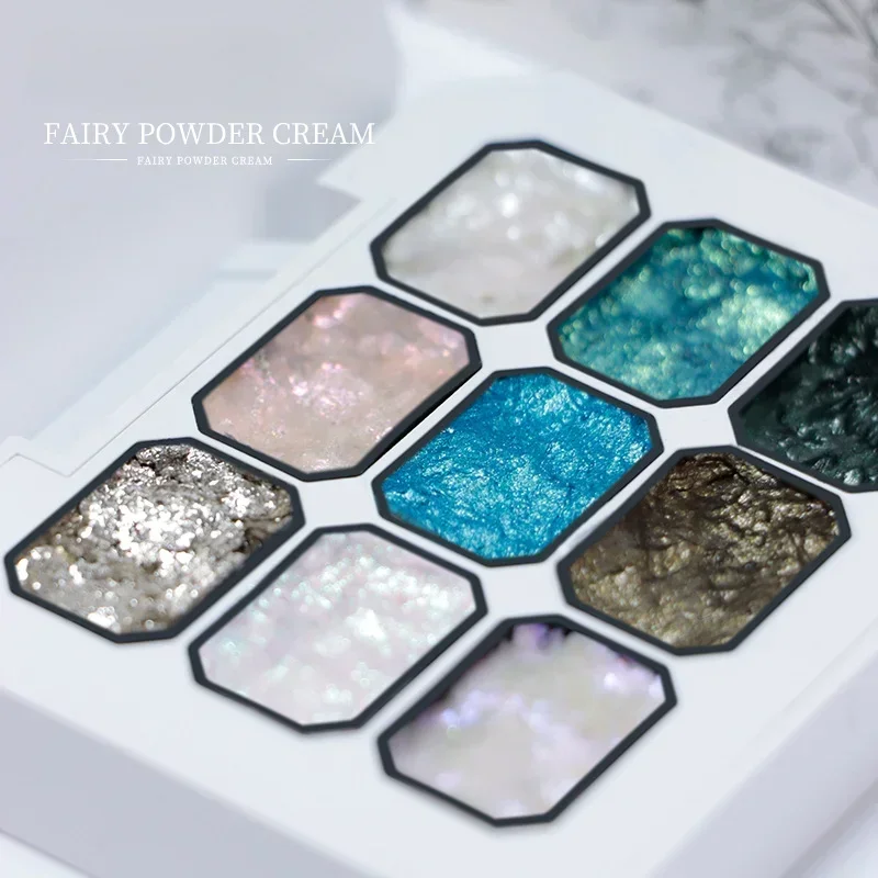 2.5gx9 Nail Fairy Dream Powder Color Texture Texture Stereoscopic Styling Nail Polish Glue Nine Palace Grid Storage Box