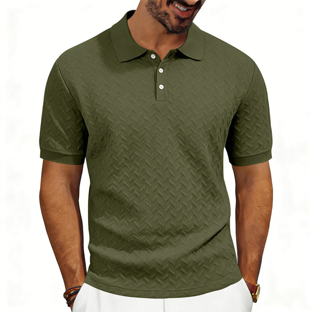 Grenzüberschreitendes Amazon American Heavy-Duty Polo-Shirt mit lockerem Texturmuster, einfarbig, Jacquard, lässig, schlicht, trendig, kurzärmelig – Detail 24